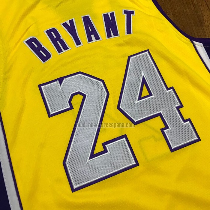 Camiseta Los Angeles Lakers Kobe Bryant NO 24 Hardwood Classics Amarillo